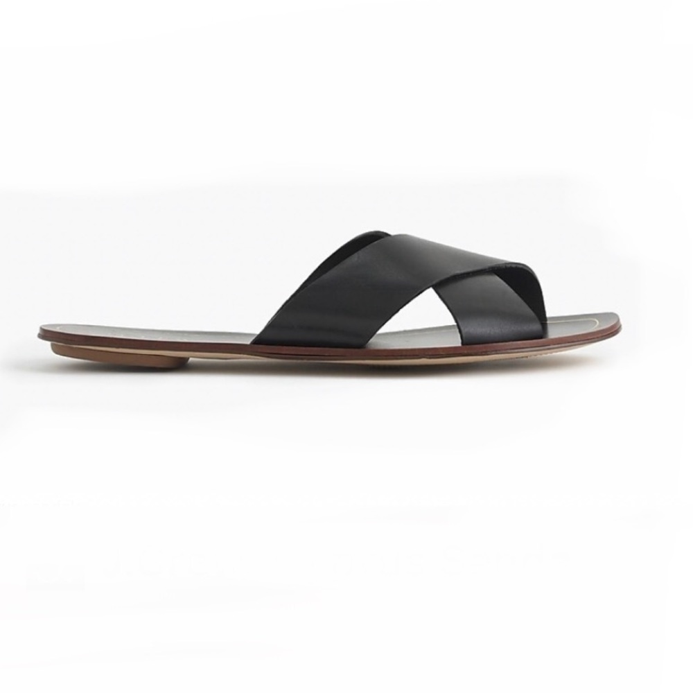 J Crew 7 Crossover Sandals leather Cyprus black